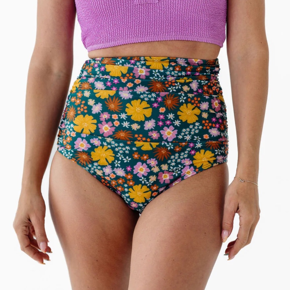 Livy & Kate Bali Floral High-Waisted Ruched Bottom